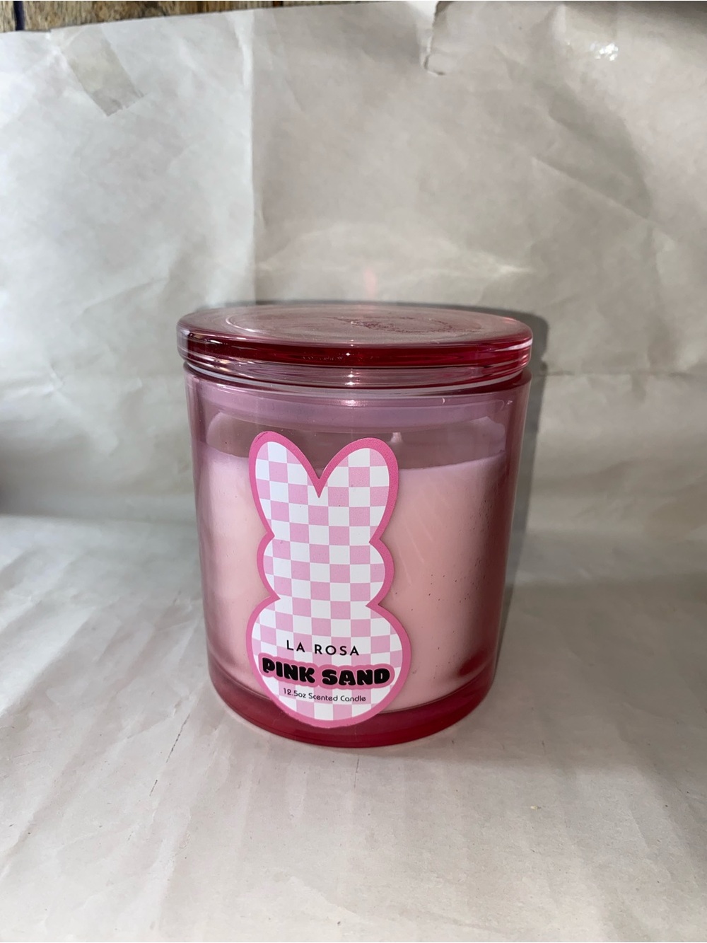 LA ROSA Pink Sand Scented Candle - Pink Glass Jar